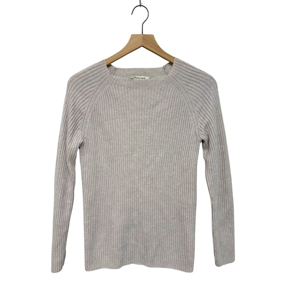 Gentle Herd 100% Wool Ribbed Sweater Size M Gray Long Sleeve Crewneck Knit Top - Picture 1 of 8